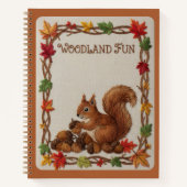 Carnet Fun Embroidered Squirrel & Acorns Fall Foliage (Devant)