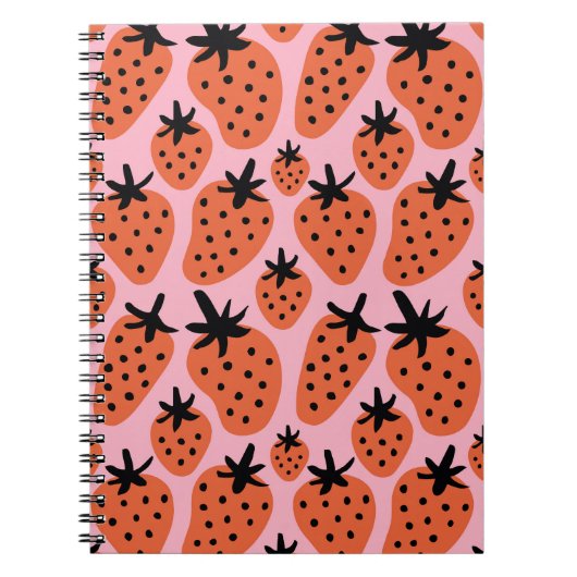 Carnet Fun fraise, design artisanal sans couture. (Devant)