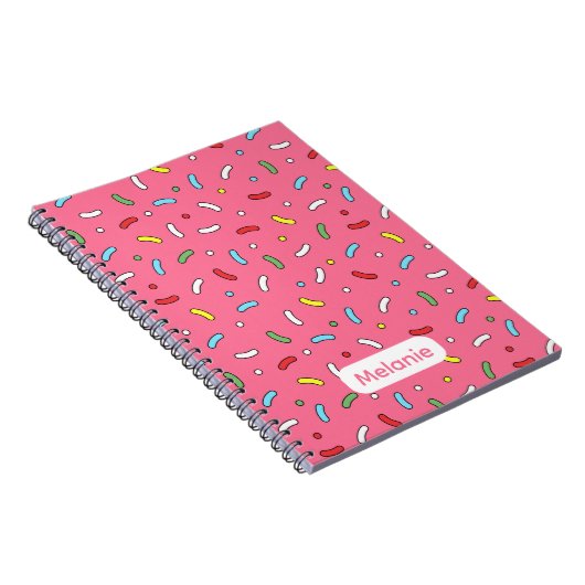 Carnet Fun Pink Candy Sprinkles Pattern Personalised (Côté Droit)
