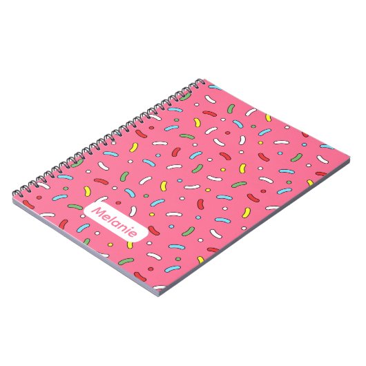 Carnet Fun Pink Candy Sprinkles Pattern Personalised (Côté gauche)