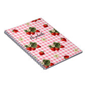 Carnet Fun Red En vichy fraise Nom personnalisé (Côté Droit)