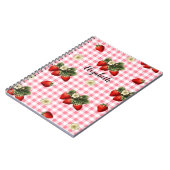 Carnet Fun Red En vichy fraise Nom personnalisé (Côté gauche)