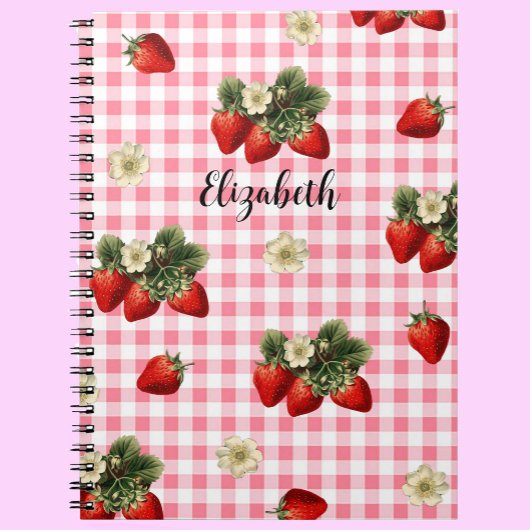 Carnet Fun Red En vichy fraise Nom personnalisé