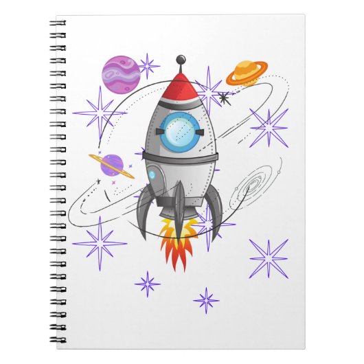 Carnet Fun Rocket Ship Space Stars Planètes (Devant)