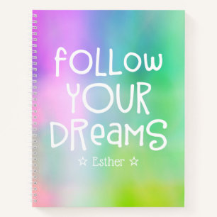 Carnet Fun Suivez vos rêves Citation Monogramme sur Rain