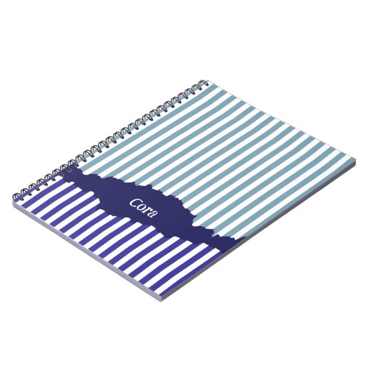 Carnet Fun Torn Stripes Nom en couche bleue (Côté gauche)