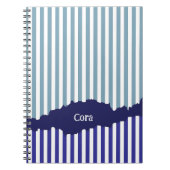 Carnet Fun Torn Stripes Nom en couche bleue (Devant)
