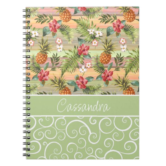 Carnet Fun Tropical Pineappy Fruit Floral Pattern (Devant)