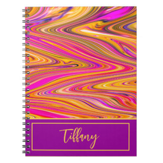 Carnet Fun zigzags de rose, jaune et violet abstrait