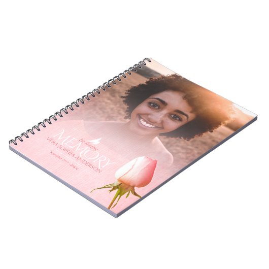 Carnet Funéraire rose unique et colombe blanche (Côté gauche)