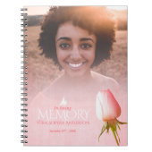 Carnet Funéraire rose unique et colombe blanche (Devant)