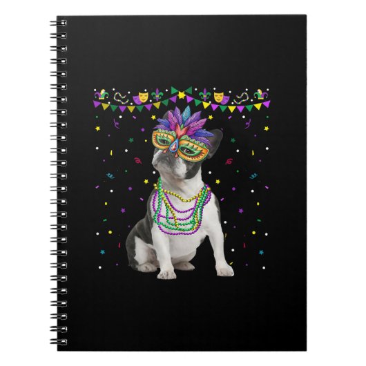 Carnet Funky Boston Terrier portant le Masque de Carnaval (Devant)