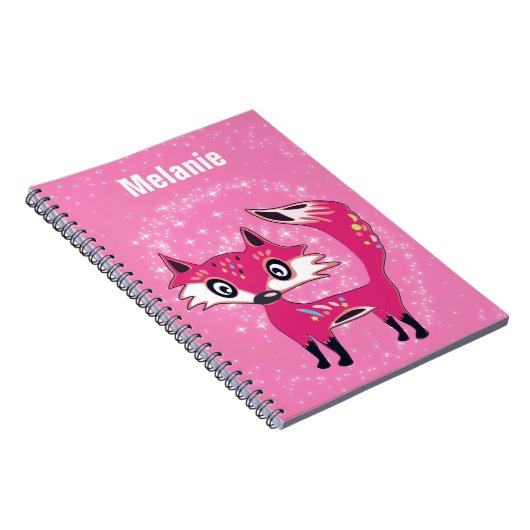 Carnet Funky Cute Pink Fox Personalised (Côté Droit)