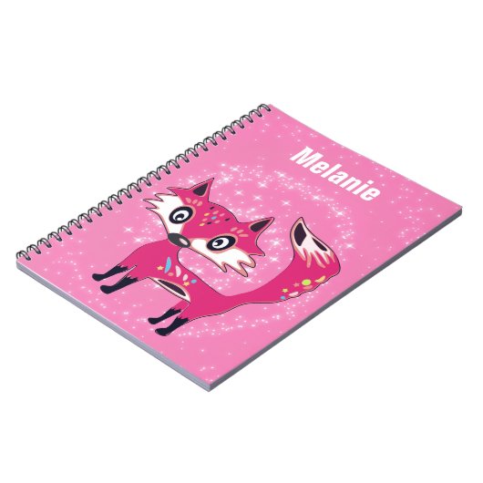 Carnet Funky Cute Pink Fox Personalised (Côté gauche)