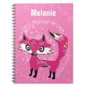 Carnet Funky Cute Pink Fox Personalised (Devant)