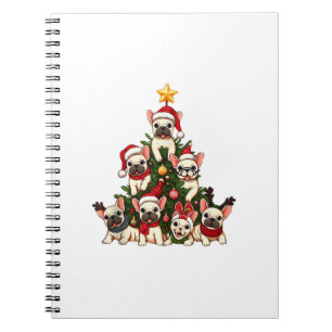 Carnet Funky French Bulldog Christmas Tree Snowflakes San