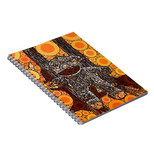 Carnet Funky Orange Sock Monkey Circles Bubbles Pop Art (Côté Droit)