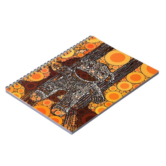 Carnet Funky Orange Sock Monkey Circles Bubbles Pop Art (Côté gauche)
