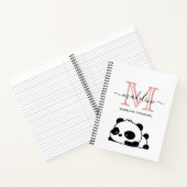 Carnet Funky Panda Blush Rose noir blanc Monogramme Scrip (Intérieur)