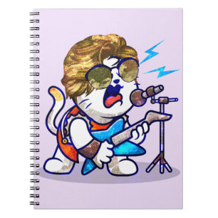 Carnet Funky Rockstar Cat - Musique Cool Lover Kitty