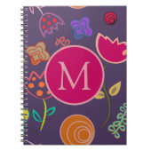 Carnet Funky Tulip Pattern Purple Monogram (Devant)