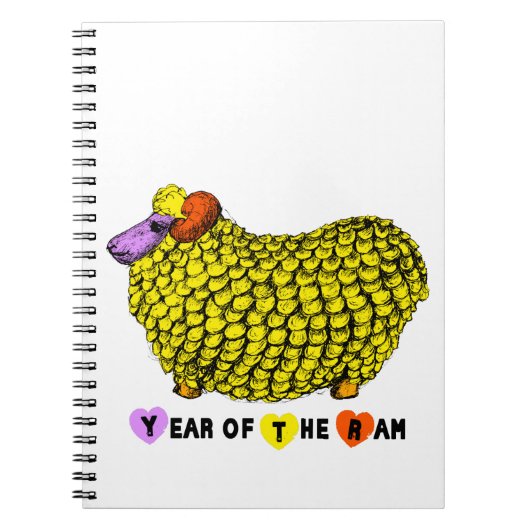 Carnet Funky Yellow Ram Chinois Année Zodiac Anniversaire (Devant)