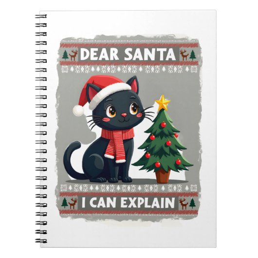 Carnet Funny Black Cat Christmas Dear Santa, I Can Explai (Devant)