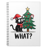 Carnet Funny Black Cat Gift Pushing Christmas Tree Over C (Devant)