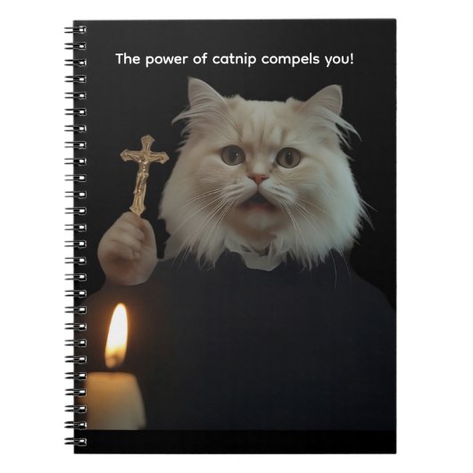 Carnet Funny Cat Exorcist Notebook - Catnip Compels You (Devant)