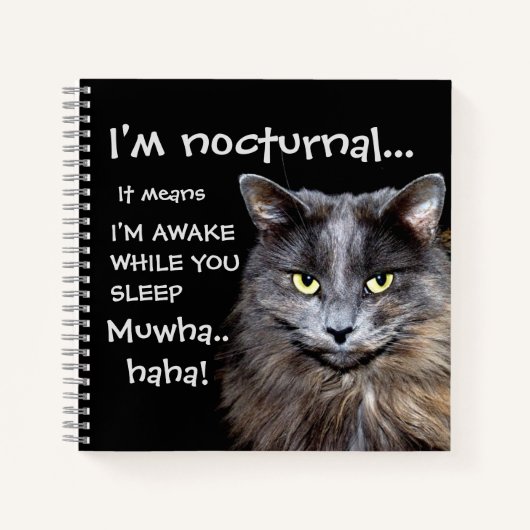Carnet Funny Cat is Nocturnal Evil Laugh (Devant)