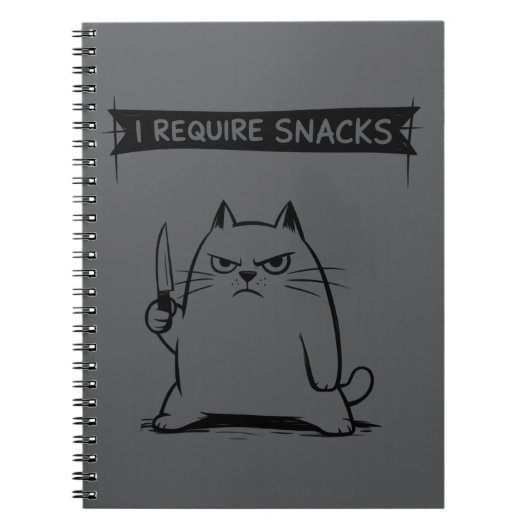 Carnet Funny Cat Meme I Require Snacks  (Devant)