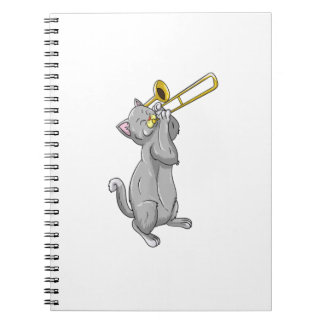 Carnet Funny Cat Playing Trombone