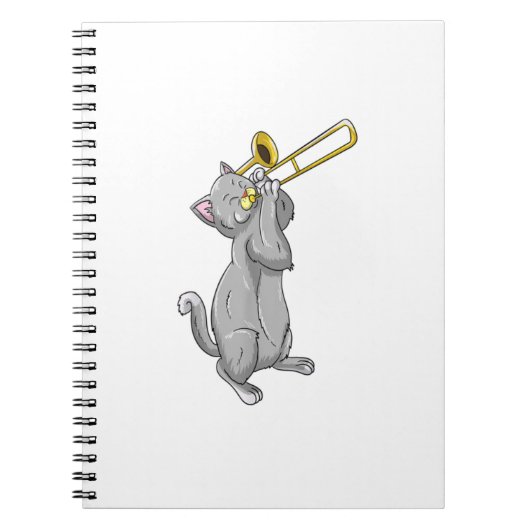 Carnet Funny Cat Playing Trombone (Devant)