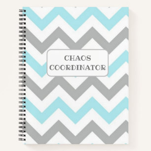 Carnet Funny chaos coordinateur zigzag gris turquoise bla