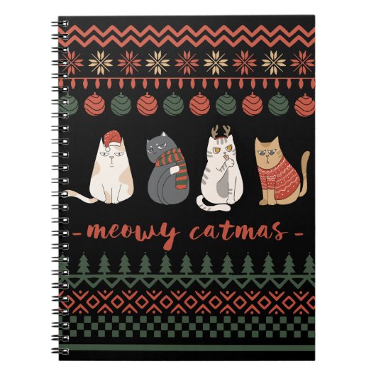 Carnet Funny Chat jeu de Noël - Chat Noël (Devant)