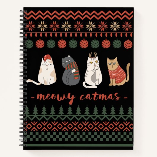 Carnet Funny Chat jeu de Noël - Chat Noël (Devant)