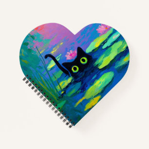 Carnet Funny Chat noir nager dans l'étang L'art bizarre