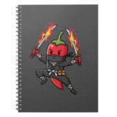 Carnet Funny Chili Pepper Fire Ninja Samurai Illustration (Devant)