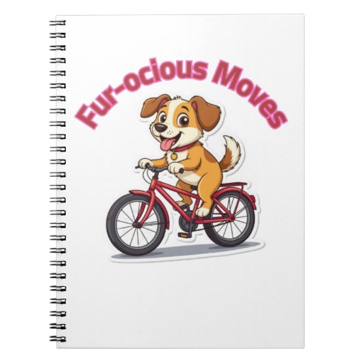 Carnet **Funny Cycling Dog – Cute Dog Riding a Bicycle Il (Devant)