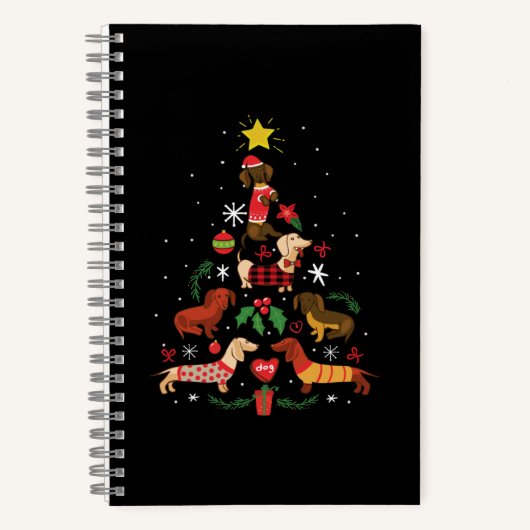 Carnet Funny Dachshund Christmas Tree (Recto)