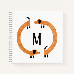 Carnet Funny Dachshund Saucisse Chien Monogramme