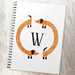 Carnet Funny Dachshund Saucisse Chien Monogramme<br><div class="desc">Dachshund mignon et drôle,  chiens de saucisse ou chiens plus vierges en mouvement perpétuel. Customiser en modifiant ou en supprimant l'initiale.</div>