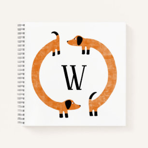 Carnet Funny Dachshund Saucisse Chien Monogramme