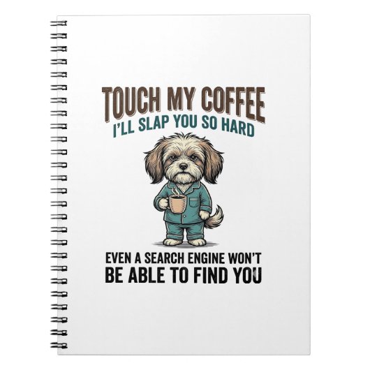Carnet Funny Dog Coffee Warning Vintage Engraving Design_ (Devant)