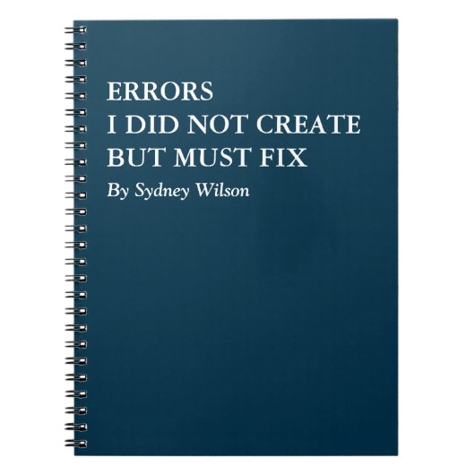 Carnet Funny Error Fixing Personalized Work (Devant)