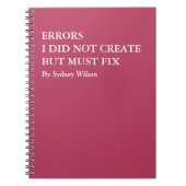 Carnet Funny Error Fixing Personalized Work (Devant)