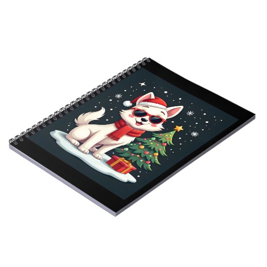 Carnet Funny Festive Lunettes de soleil Chien avec arbre  (Côté gauche)