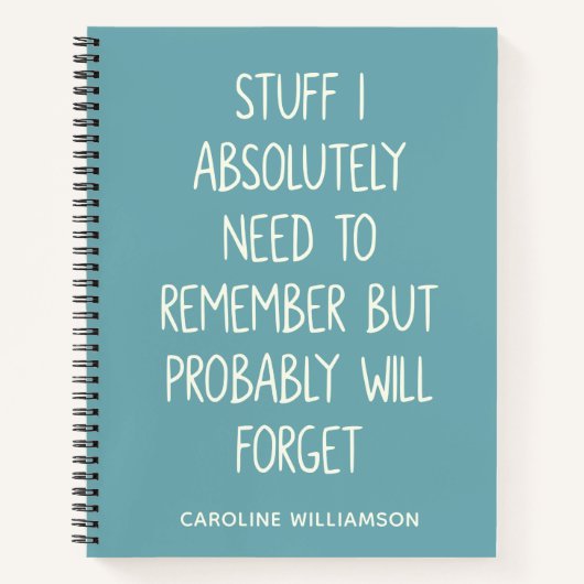 Carnet Funny Forgetful People Quote To Do List Teal Name (Devant)