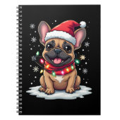 Carnet Funny French Bulldogs Christmas Santa Hat Lights S (Devant)
