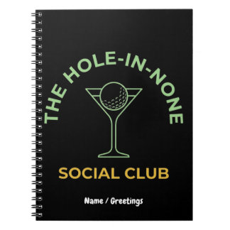 Carnet Funny Golf Social Club Humor Hole-In-None Martini 